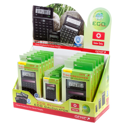 Genie ECO calculator product family in stand-up display/GO Europe