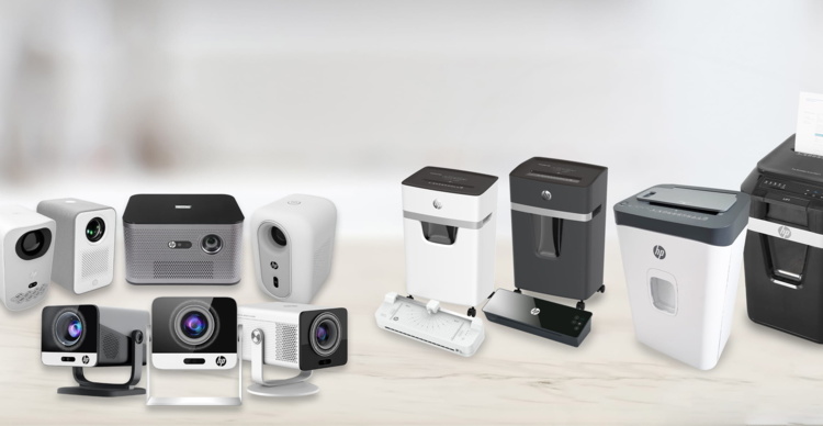 HP laminator,  shredder and projector/GO Europe