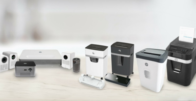 HP laminator,  shredder and projector/GO Europe