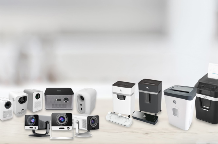Laminiergeräte, Aktenvernichter und Projektoren der Marke HP/GO Europe